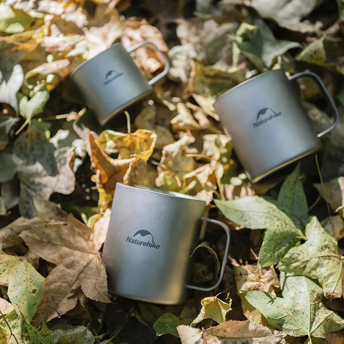 Naturehike NH22CJ006 Ly, Cốc Cắm Trại Titanium 2 Lớp Giữ Nhiệt Có Tay Cầm