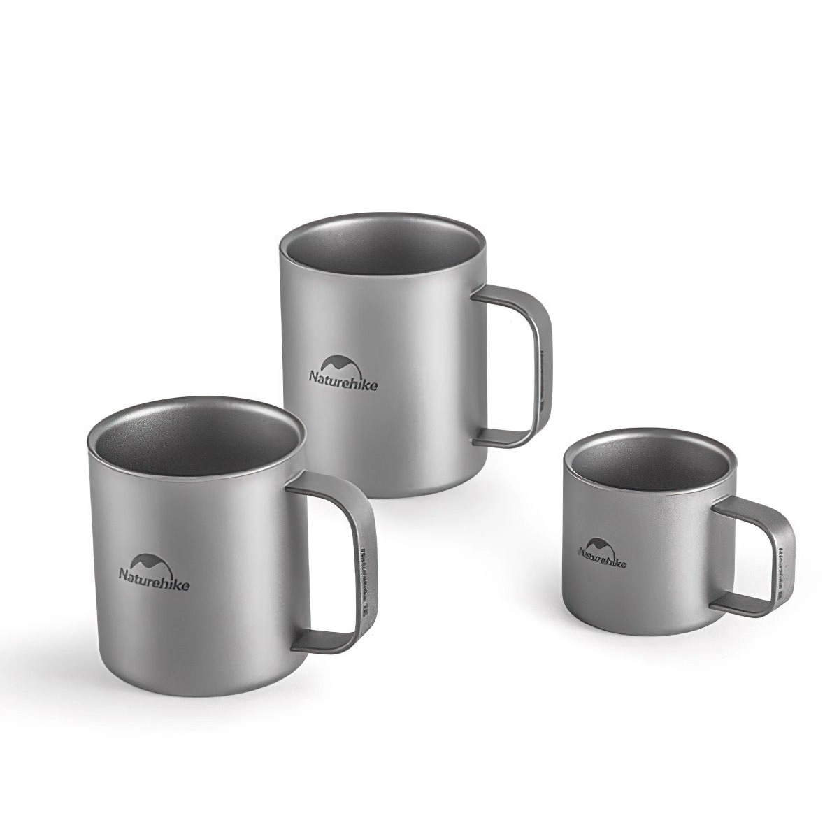 Naturehike NH22CJ006 Ly, Cốc Cắm Trại Titanium 2 Lớp Giữ Nhiệt Có Tay Cầm