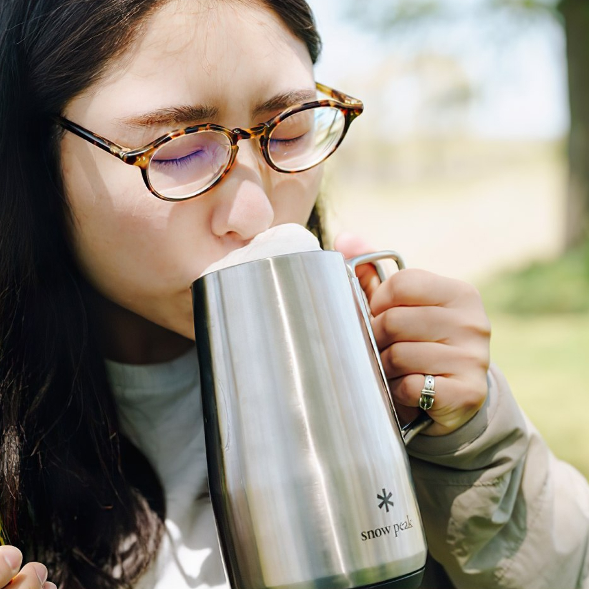 Snowpeak Ly Thép Không Gỉ Cách Nhiệt 2 Lớp Cắm Trại Du Lịch Shimo Stein 700Ml