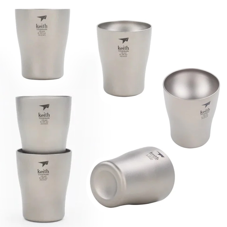 Ly Uống Rượu Keith Titanium Wine Cup 10ml nhiều ly xếp lồng và tách rời để lộ nắp