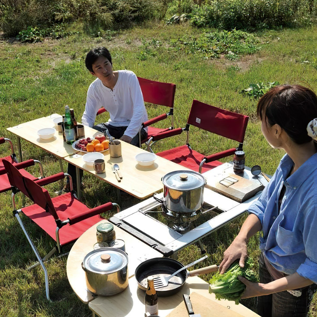 Snowpeak Multi-Function Table Corner R Bamboo Mặt Bàn Lắp Ghép Cắm Trại