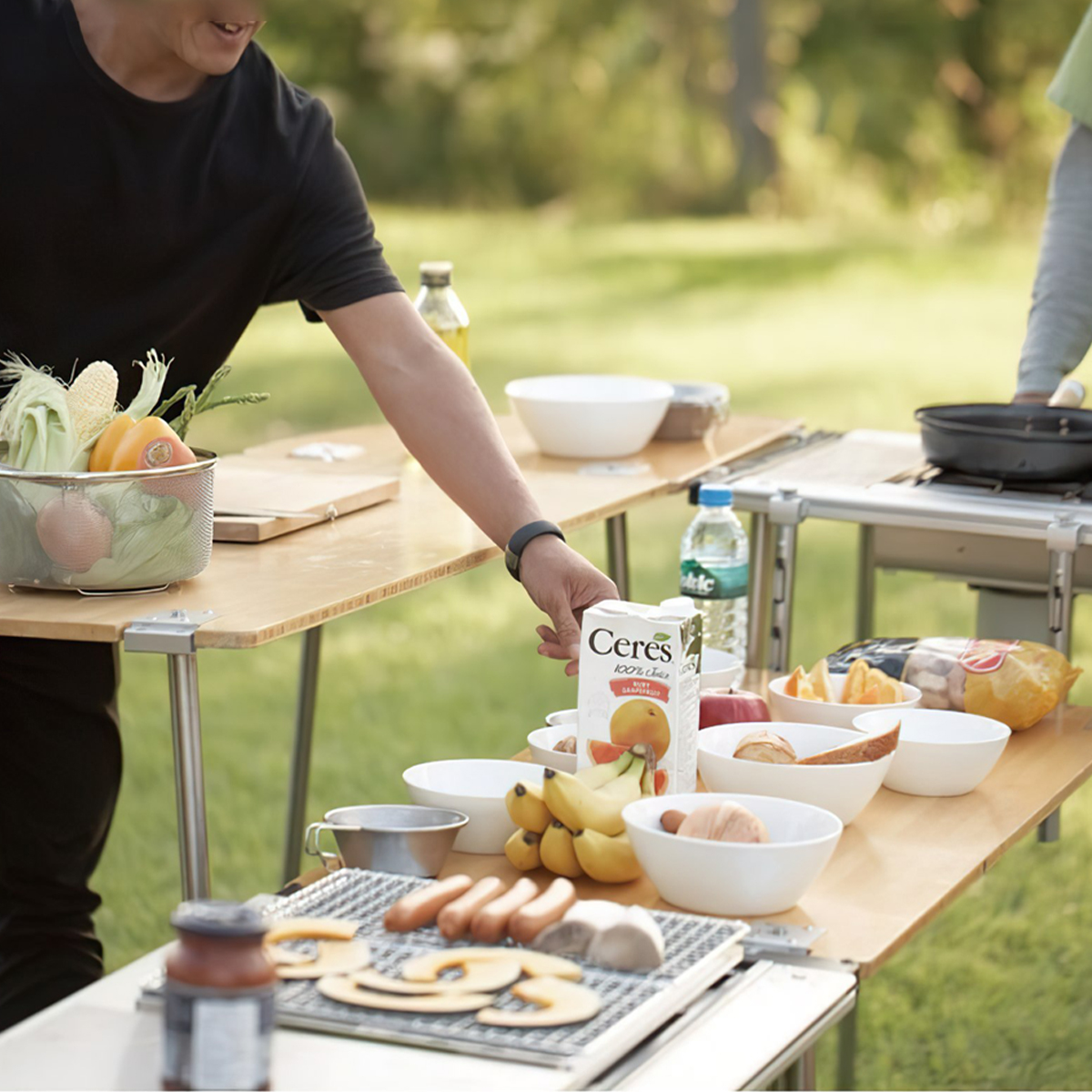 Snowpeak Multi-Function Table Long Bamboo Mặt Bàn Lắp Ghép Cắm Trại