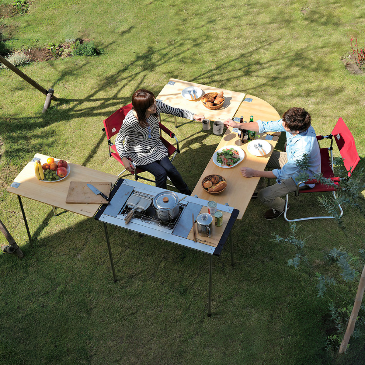 Snowpeak Multi-Function Table Long Bamboo Mặt Bàn Lắp Ghép Cắm Trại