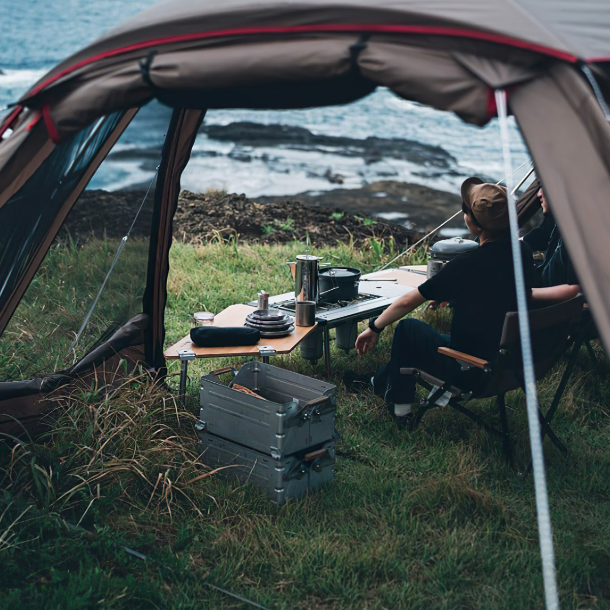 Snowpeak Multi-Function Table Open L Bamboo Mặt Bàn Lắp Ghép Cắm Trại