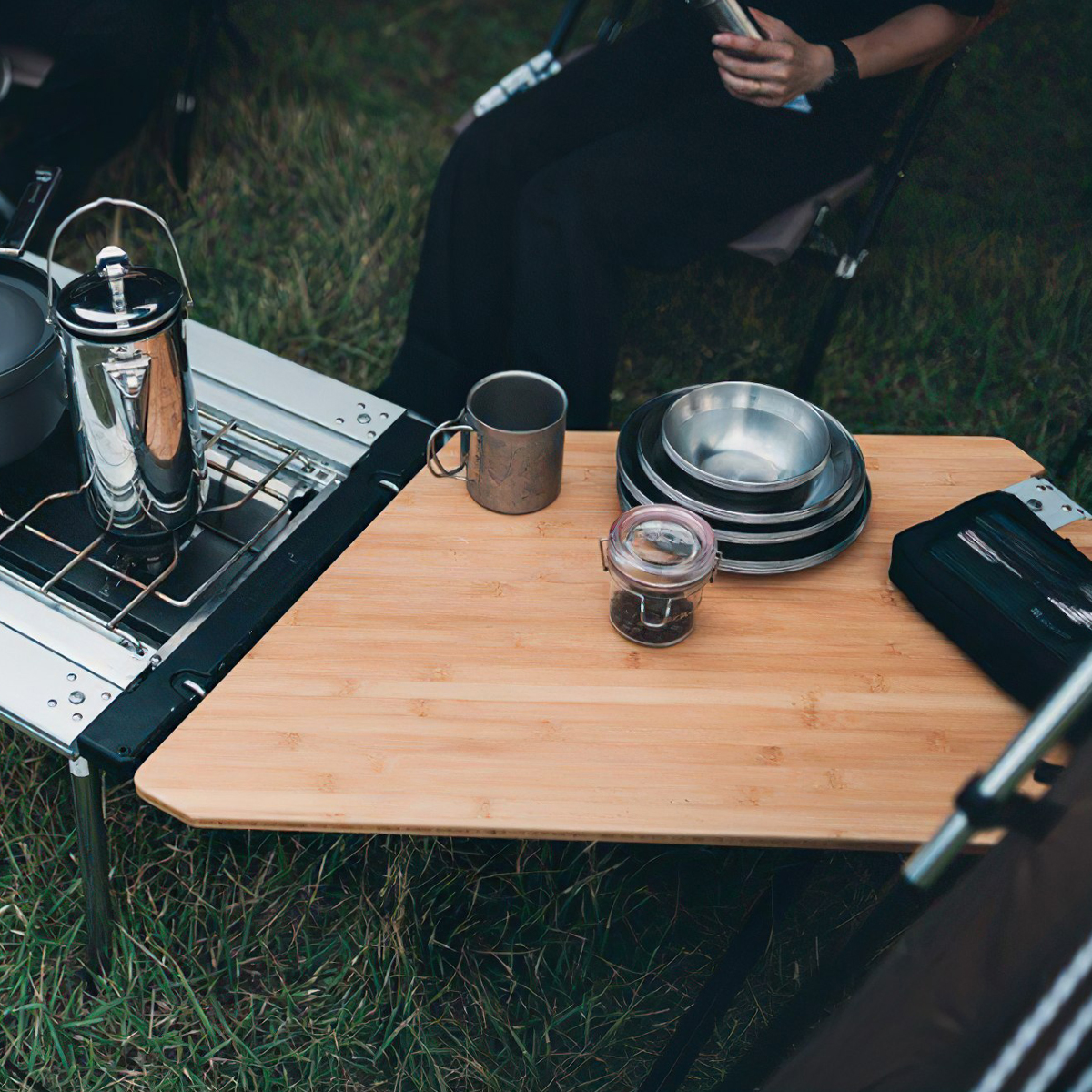 Snowpeak Multi-Function Table Open L Bamboo Mặt Bàn Lắp Ghép Cắm Trại