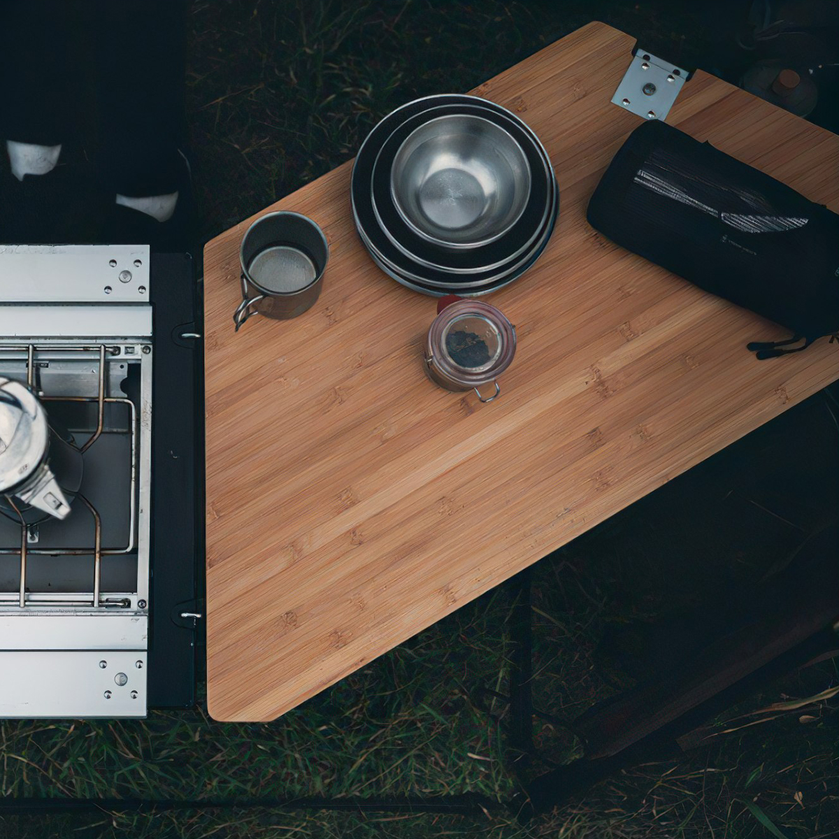 Snowpeak Multi-Function Table Open L Bamboo Mặt Bàn Lắp Ghép Cắm Trại