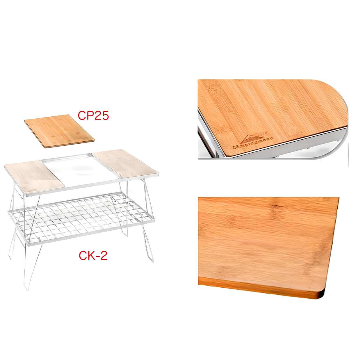 Campingmoon Mặt Gỗ Tre Cắm Trại Campingmoon Ck-P25 Dành Cho Kệ Ck-1