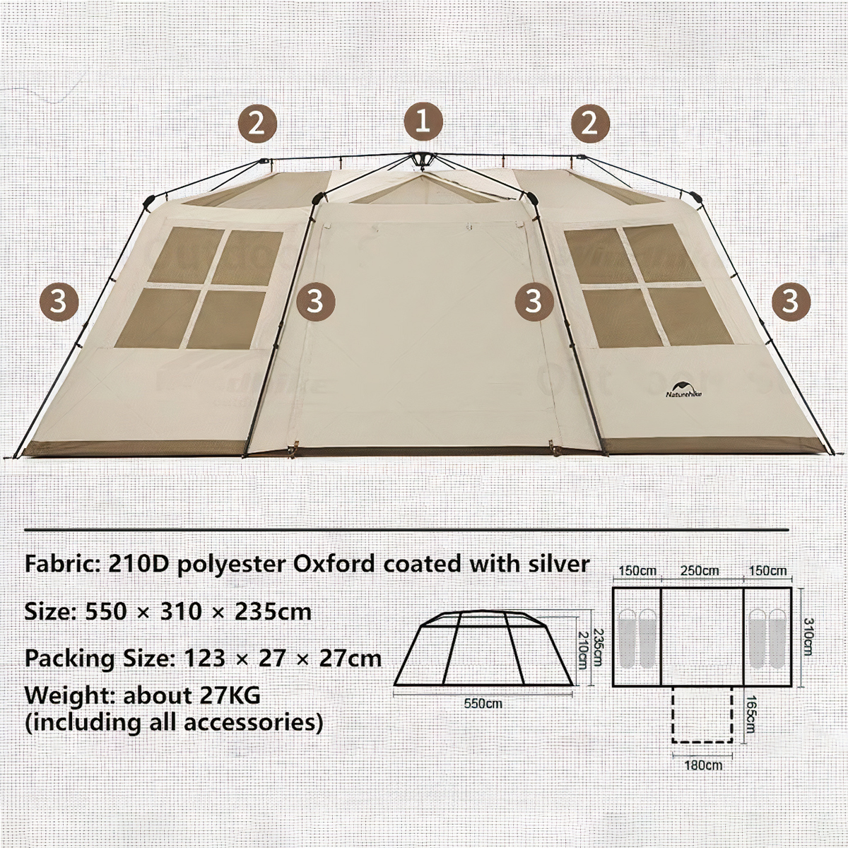 Naturehike Lều Cắm Trại 3 Gian Glamping – Village 17