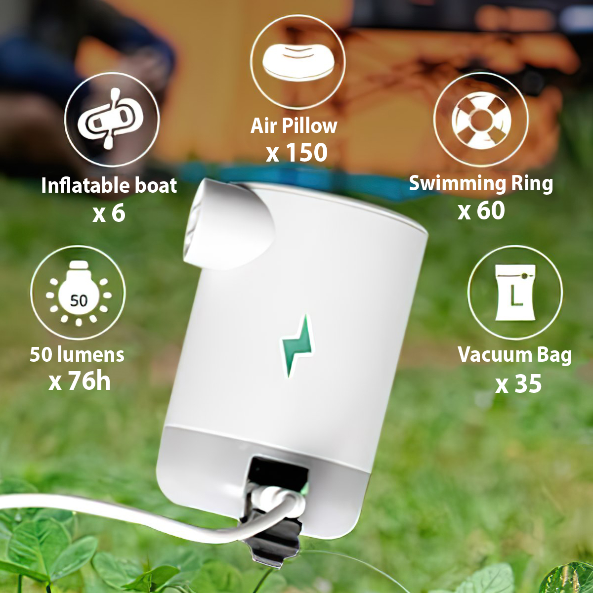 Flextail MAX PUMP 2 PRO – 4 in 1 Máy Bơm Hơi Đệm Gối Hơi Cắm Trại Đa Năng Hút Chân Không