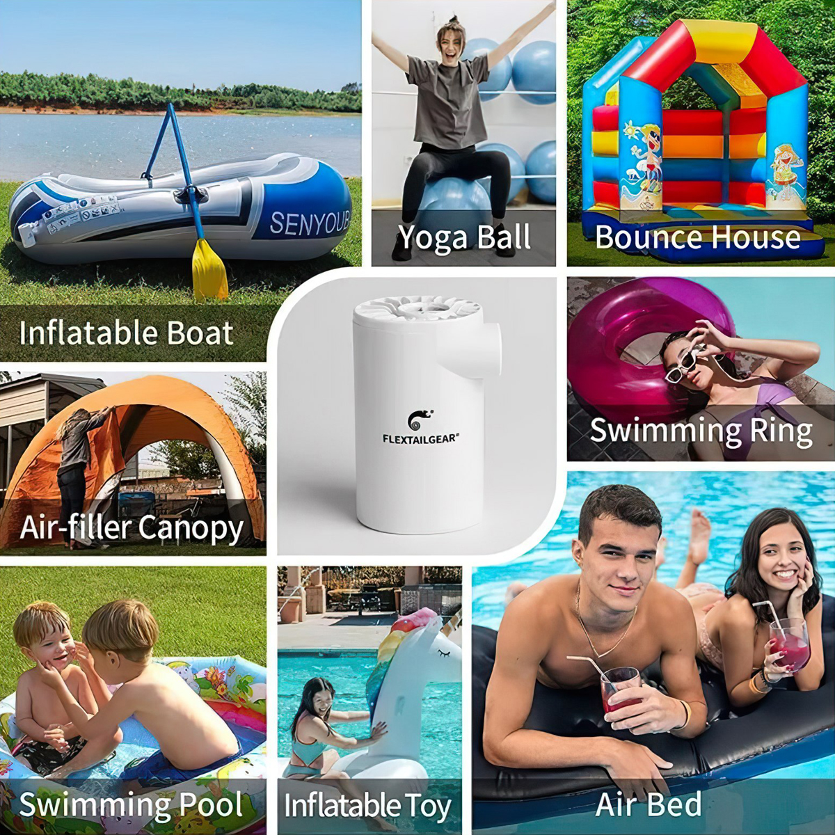 Flextail EVO PUMP Máy Bơm Hơi Đệm Gối Hơi Cắm Trại -Electric Air Pump (pin sạc 5000mAh)