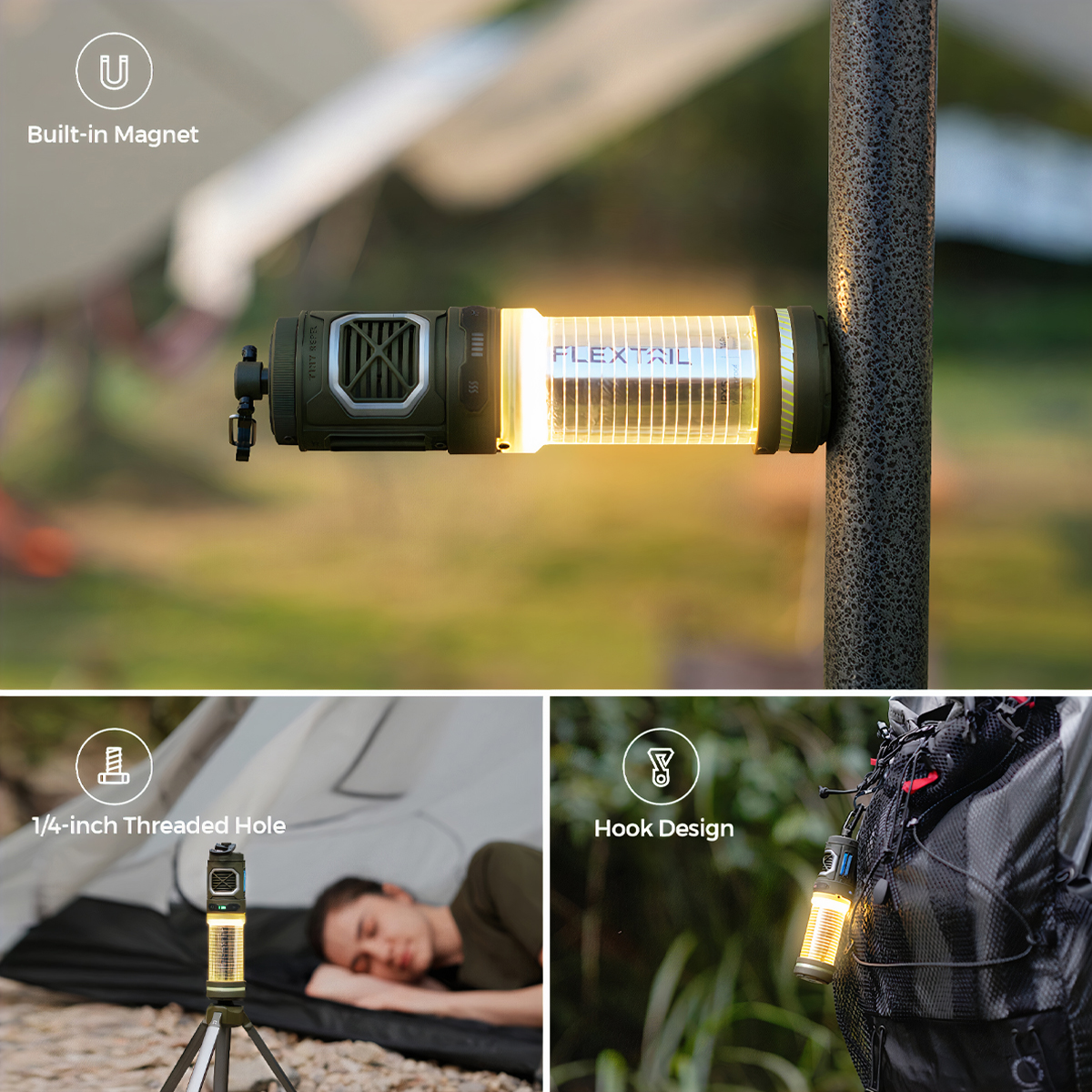 Flextail TINY REPEL- 3 IN 1 Máy Đuổi Muỗi Kiêm Đèn Dã Ngoại - Mosquito Repellent With Camping Lantern