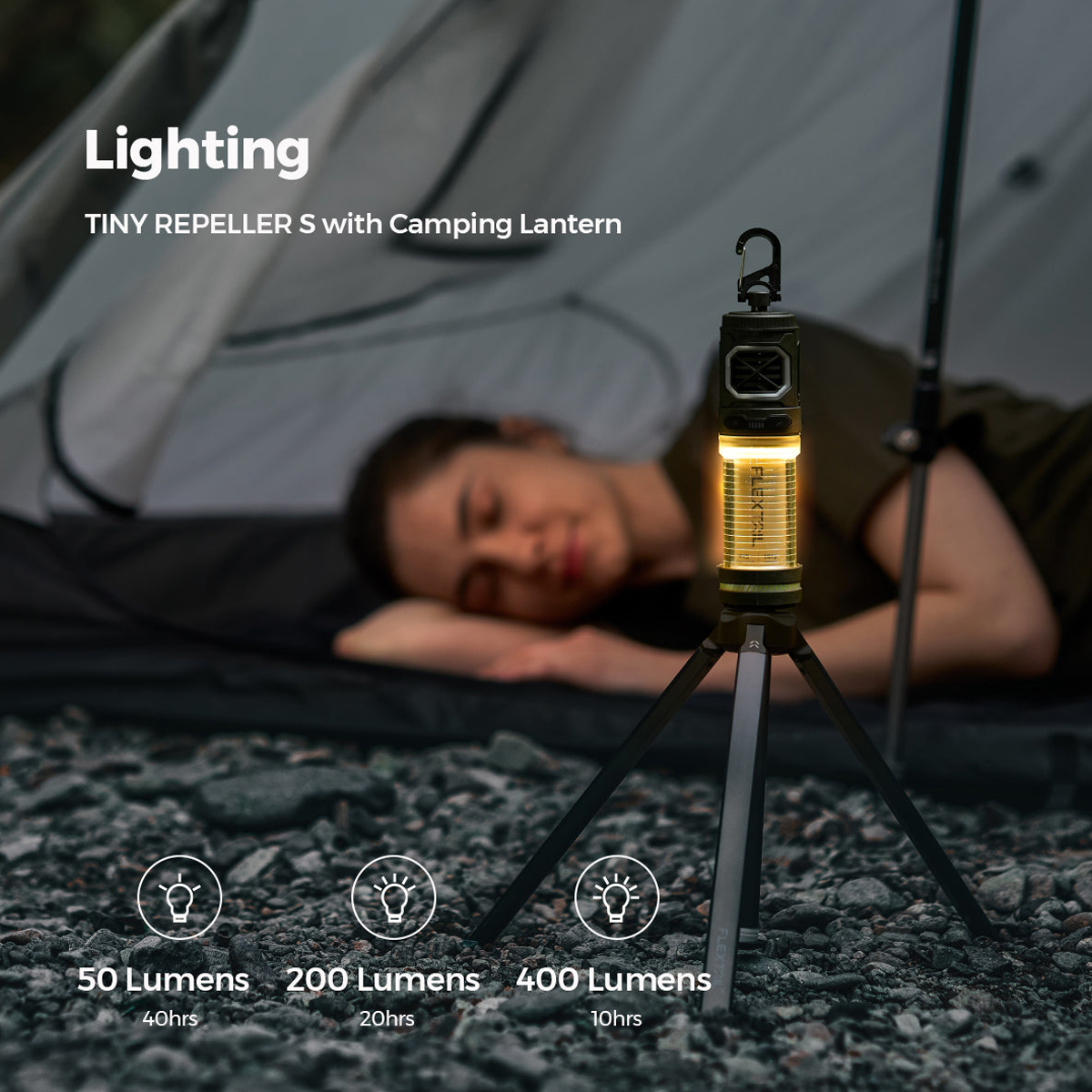 Flextail TINY REPEL S - 2 IN 1 Máy Đuổi Muỗi Kiêm Đèn Dã Ngoại - Mosquito Repellent with Camping Lantern