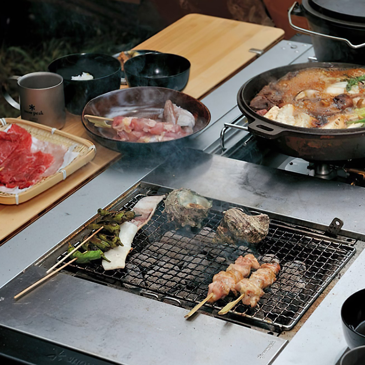 Snowpeak Igt Slide Top Long Half Bamboo Miếng Gỗ Bàn Cắm Trại Gắn Thêm Cho Bàn