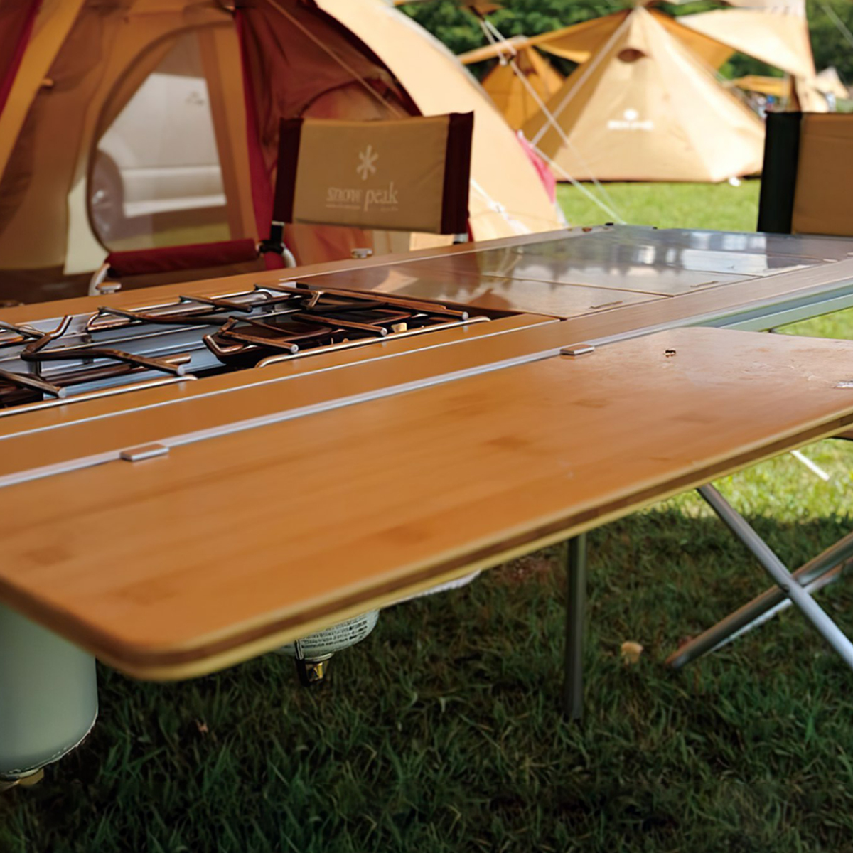 Snowpeak Igt Slide Top Long Half Bamboo Miếng Gỗ Bàn Cắm Trại Gắn Thêm Cho Bàn