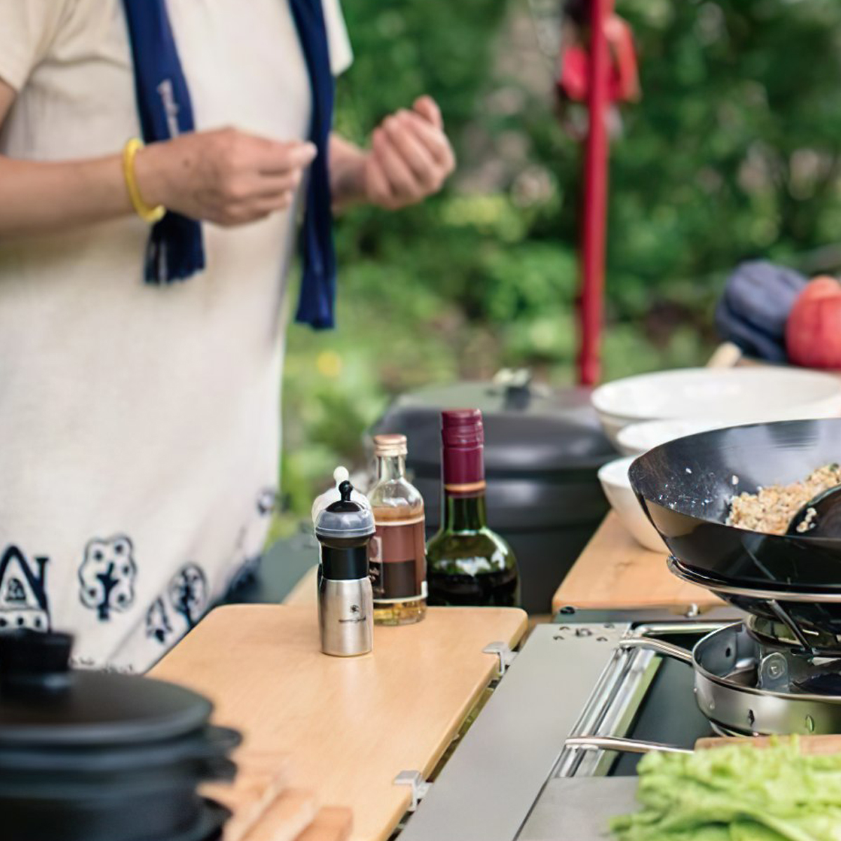 Snowpeak Igt Slide Top Long Half Bamboo Miếng Gỗ Bàn Cắm Trại Gắn Thêm Cho Bàn