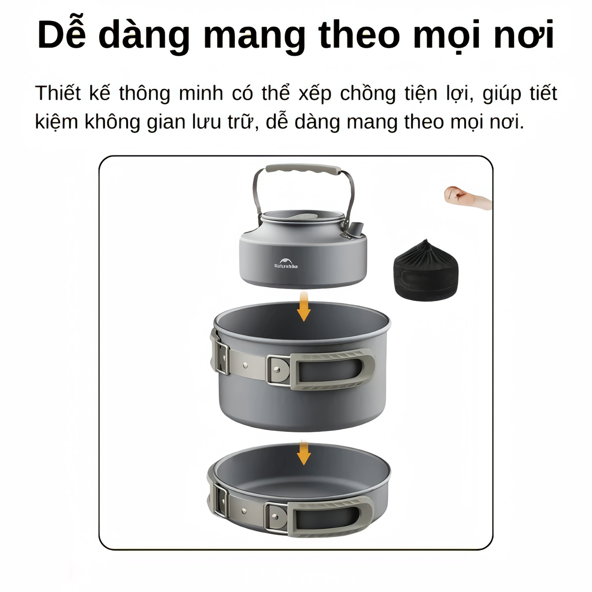 Naturehike Bộ Nồi Nhôm Cắm Trại Cao Cấp CNK2450CF010