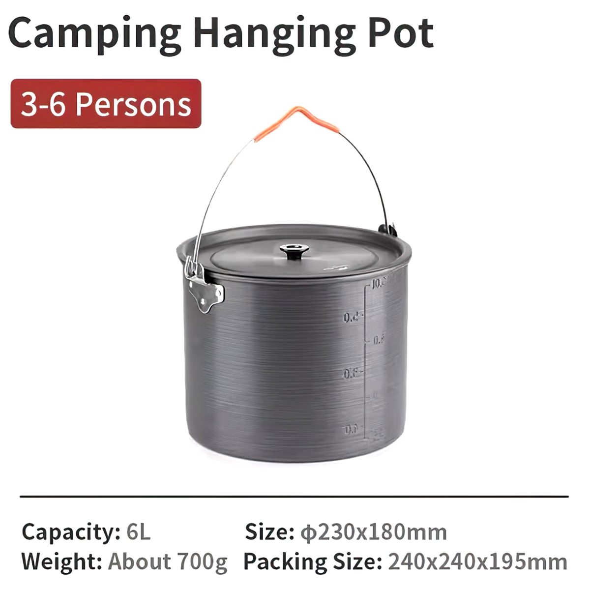 Naturehike Bộ Nồi Treo Cắm Trại NH19CJ003 Hai Mẫu 6 Và 10 Lít