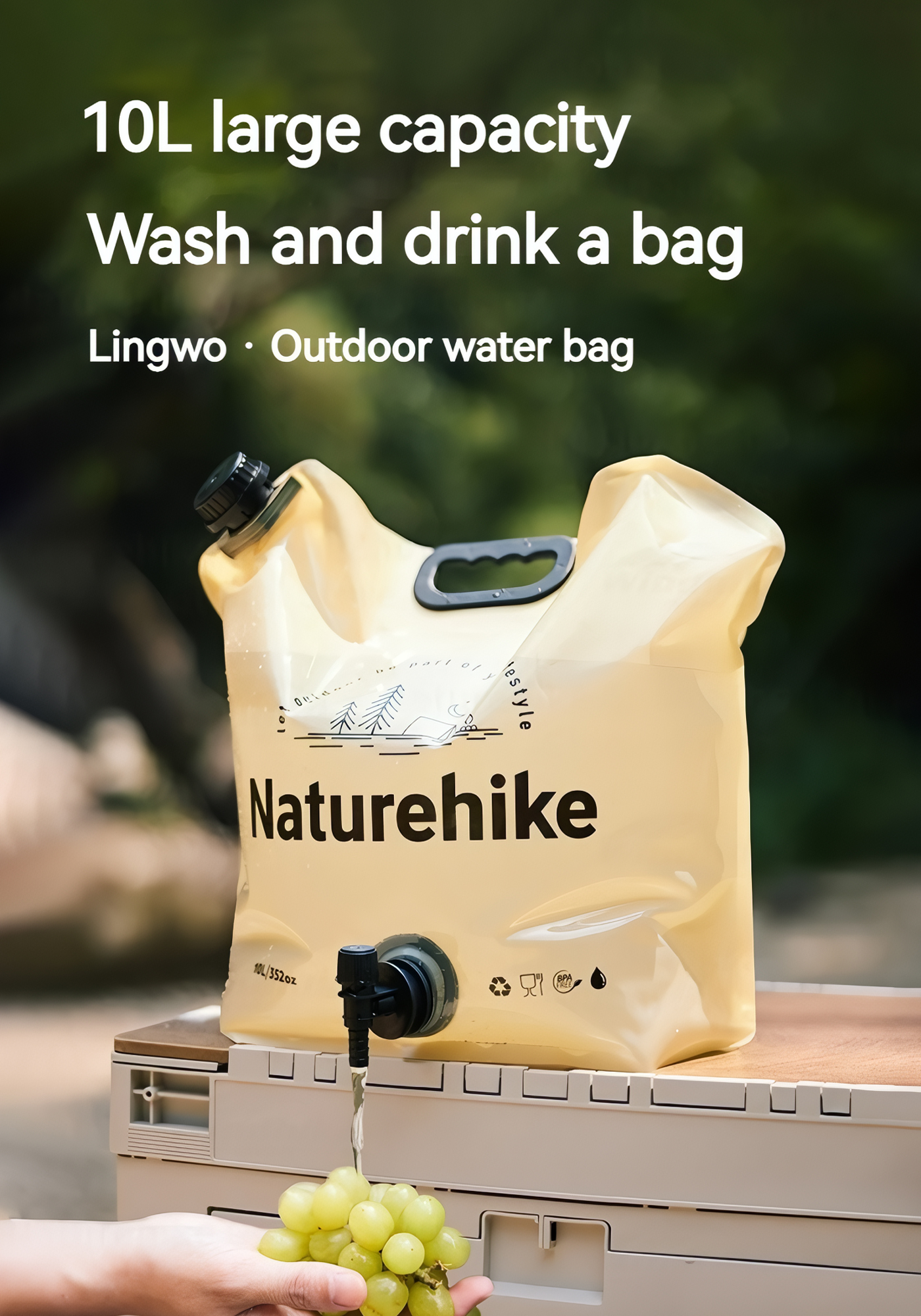 Naturehike Can Đựng Nước Mềm 10L Cắm Trại Dã Ngoại CNK2450CF027
