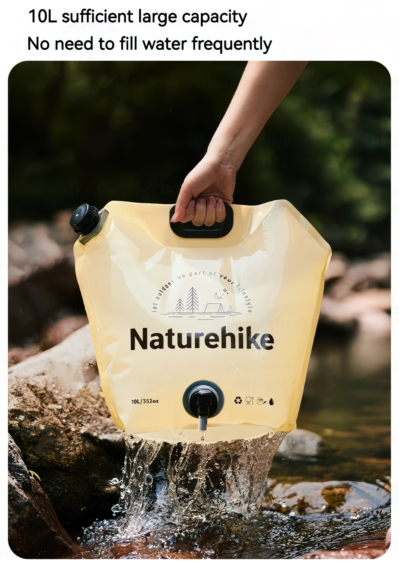 Naturehike Can Đựng Nước Mềm 10L Cắm Trại Dã Ngoại CNK2450CF027