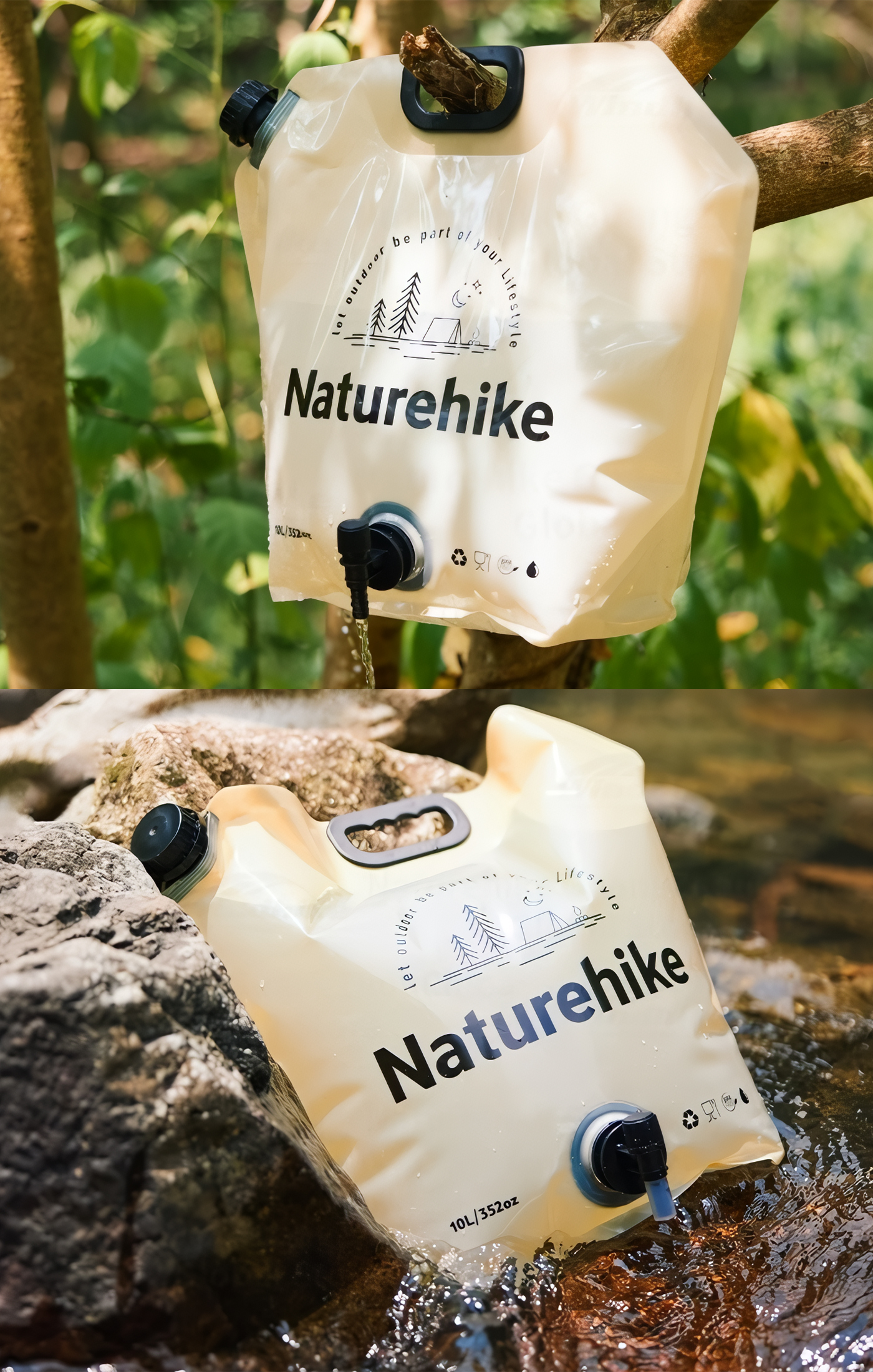 Naturehike Can Đựng Nước Mềm 10L Cắm Trại Dã Ngoại CNK2450CF027