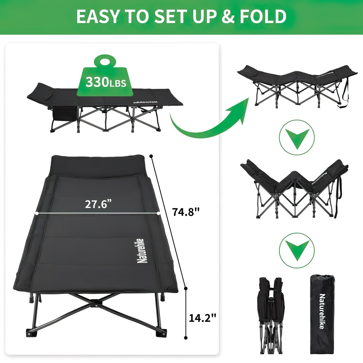 Naturehike CNK2300WS010 Giường Xếp Gấp Gọn Thông Minh