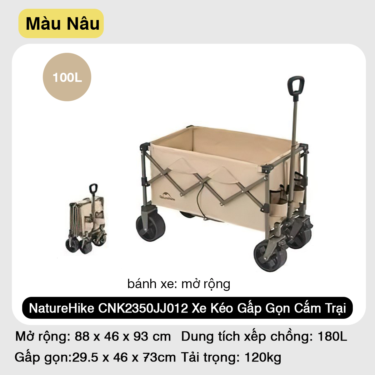 NatureHike CNK2350JJ012 Xe Kéo Siêu Gấp Gọn Cắm Trại Dã Ngoại Đa Năng ( 110L - 250L )