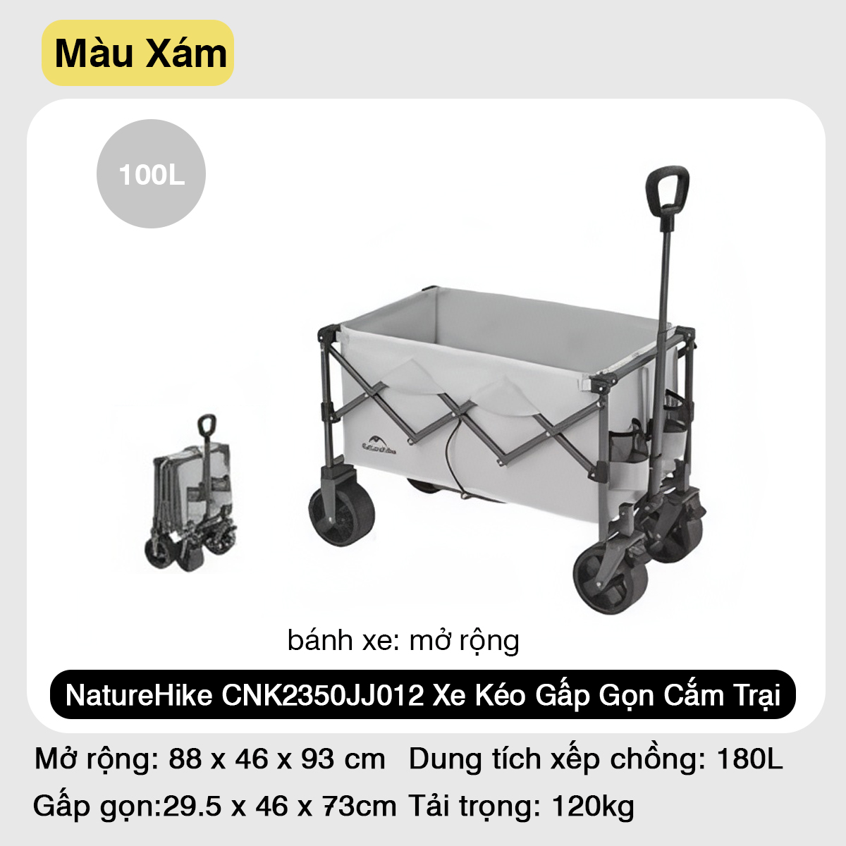 NatureHike CNK2350JJ012 Xe Kéo Siêu Gấp Gọn Cắm Trại Dã Ngoại Đa Năng ( 110L - 250L )