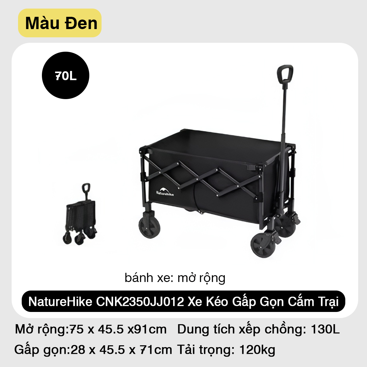 NatureHike CNK2350JJ012 Xe Kéo Siêu Gấp Gọn Cắm Trại Dã Ngoại Đa Năng ( 110L - 250L )
