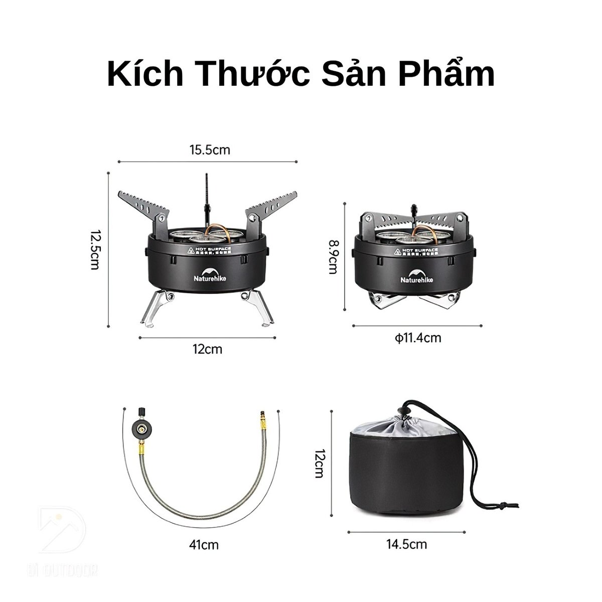 Naturehike Bếp Gas Mini IGT 3 Đầu Đốt Cắm Trại CNK2450CF019