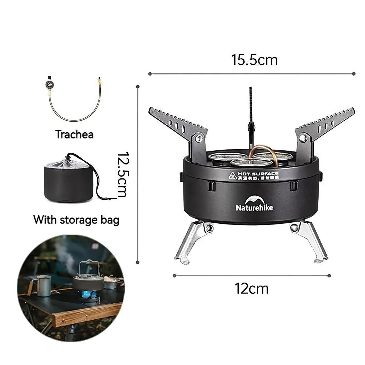 Naturehike Bếp Gas Mini IGT 3 Đầu Đốt Cắm Trại CNK2450CF019