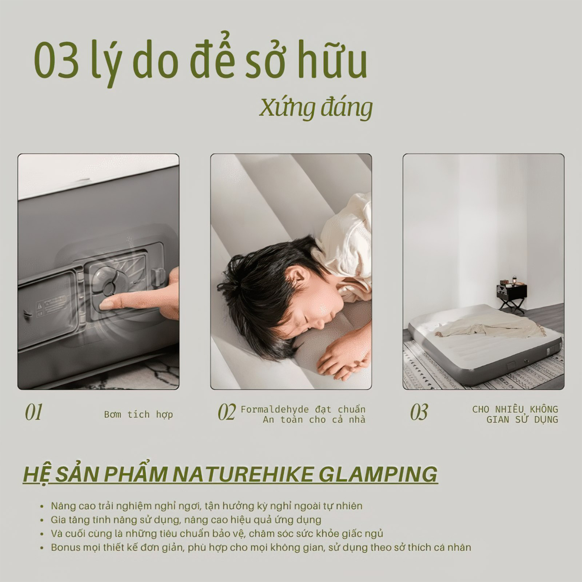 Naturehike Đệm Hơi Cắm Trại Kèm Bơm Tích Điện CNK2450WS040