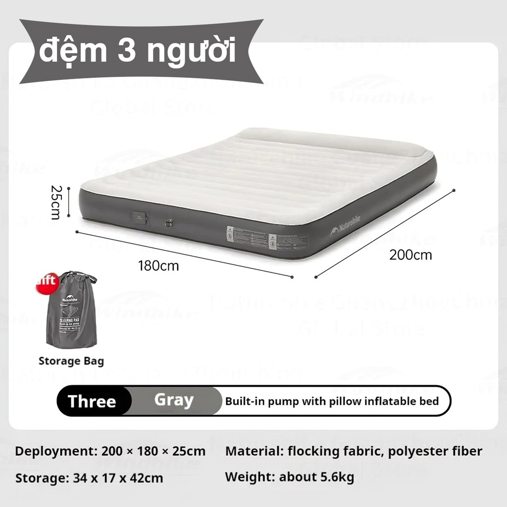 Naturehike Đệm Hơi Cắm Trại Kèm Bơm Tích Điện CNK2450WS040