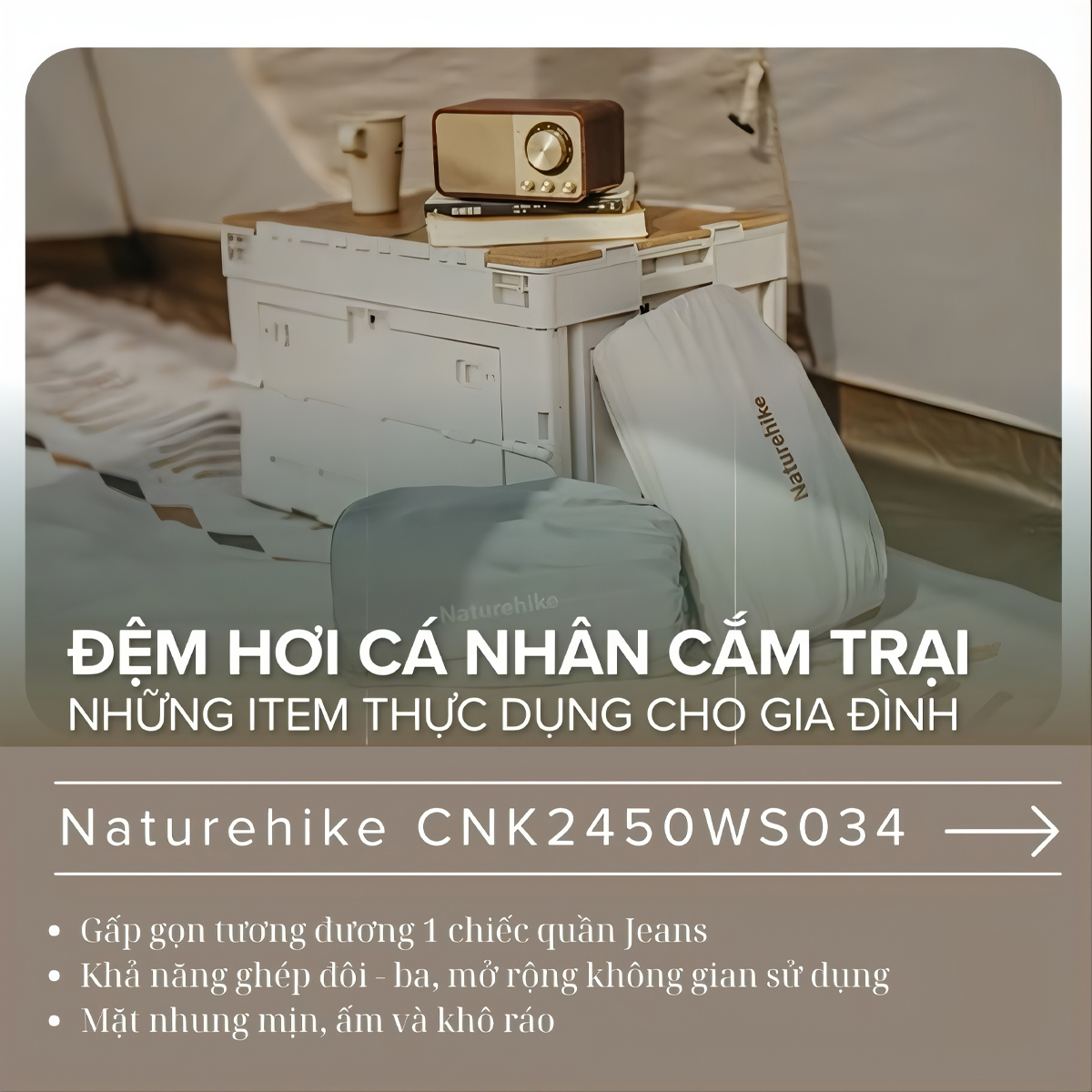Naturehike Đệm hơi cá nhân siêu nhẹ Libamboo CNK2450WS034