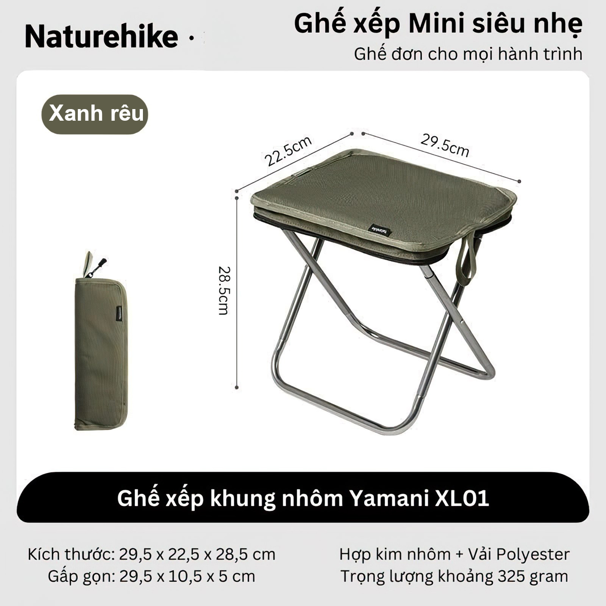 Naturehike Ghế Đẩu Mini, Siêu Nhẹ, Siêu Gọn CNK2550JJ011