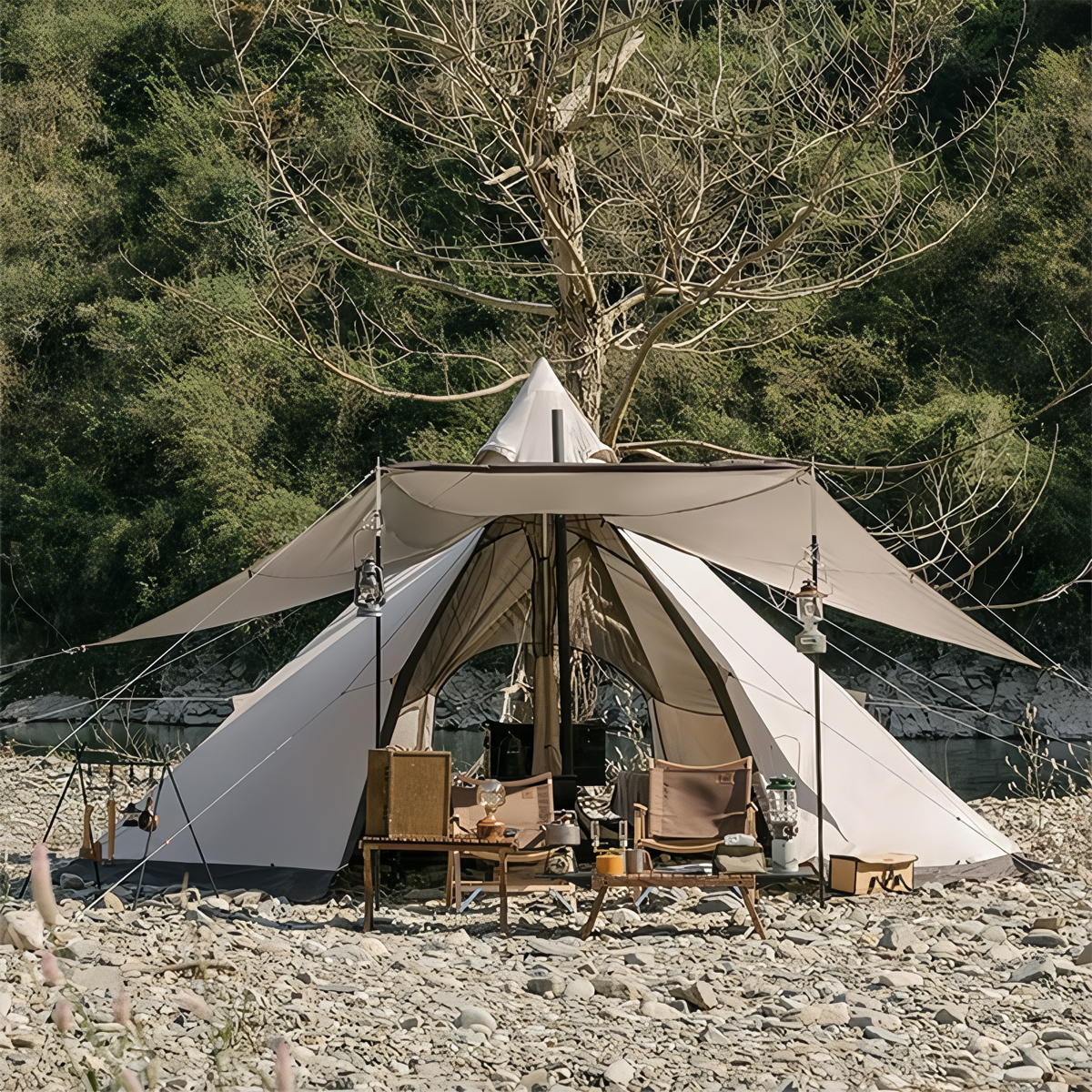 Naturehike Lều Cắm Trại Mông Cổ 5-8 người Octagonal Pyramid Tent NH20ZP014