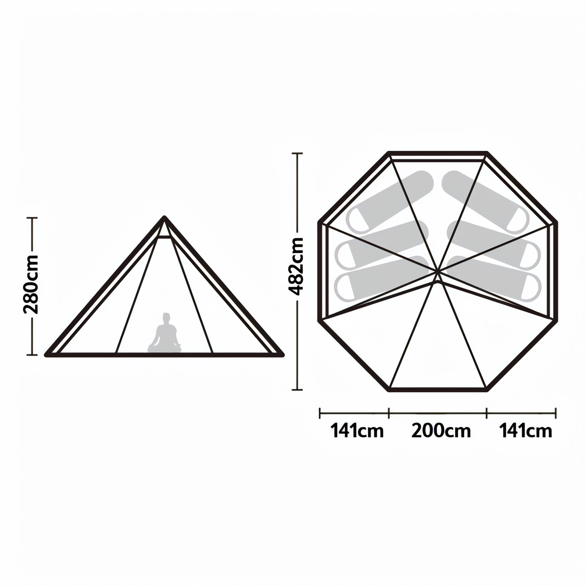Naturehike Lều Cắm Trại Mông Cổ 5-8 người Octagonal Pyramid Tent NH20ZP014