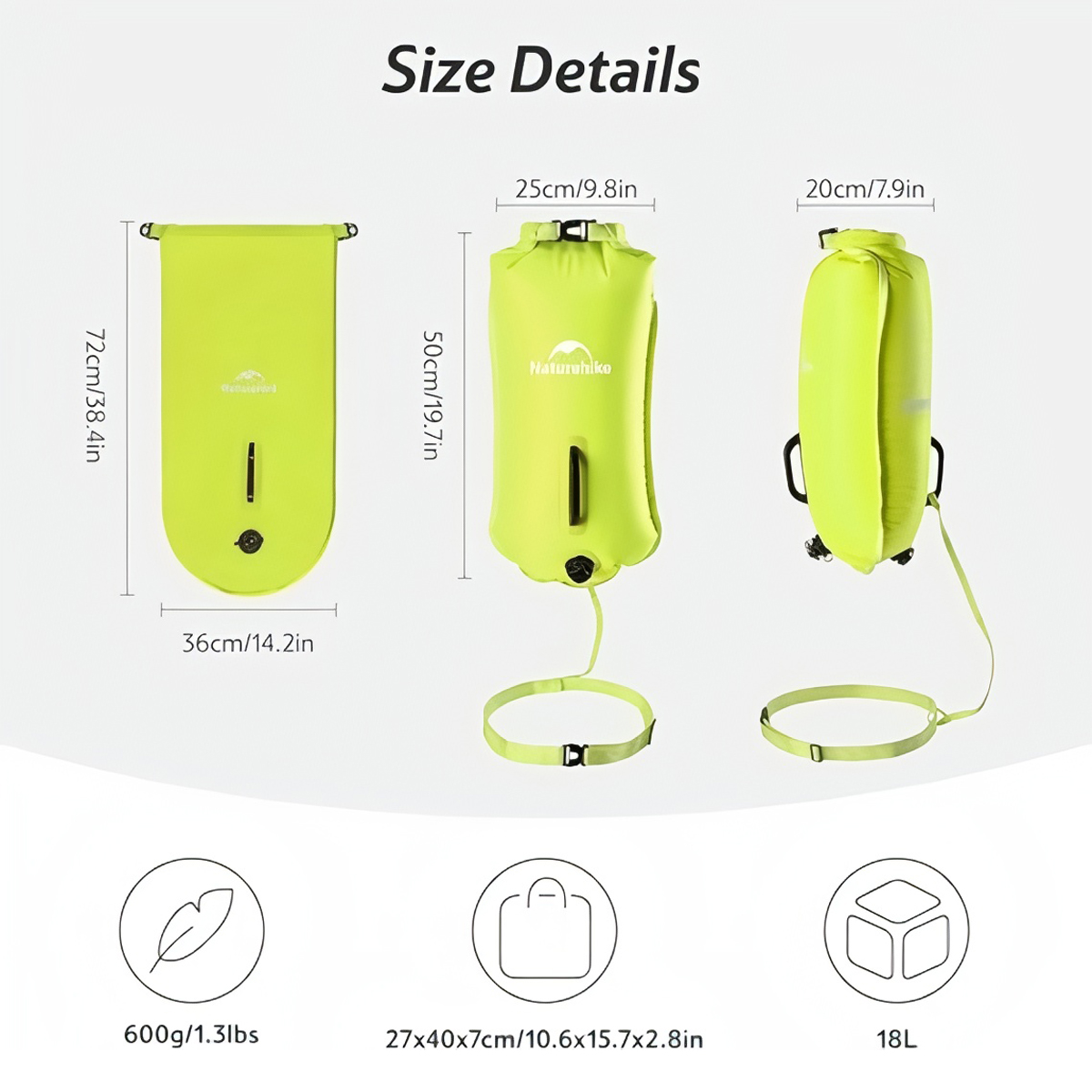 Naturehike Phao Bơi 18L - 25L Kết Hợp Túi Khô Đựng Đồ Chống Nước ( mẫu 2026 - 2 ngăn khí - 4 lớp ) NH17S001-G