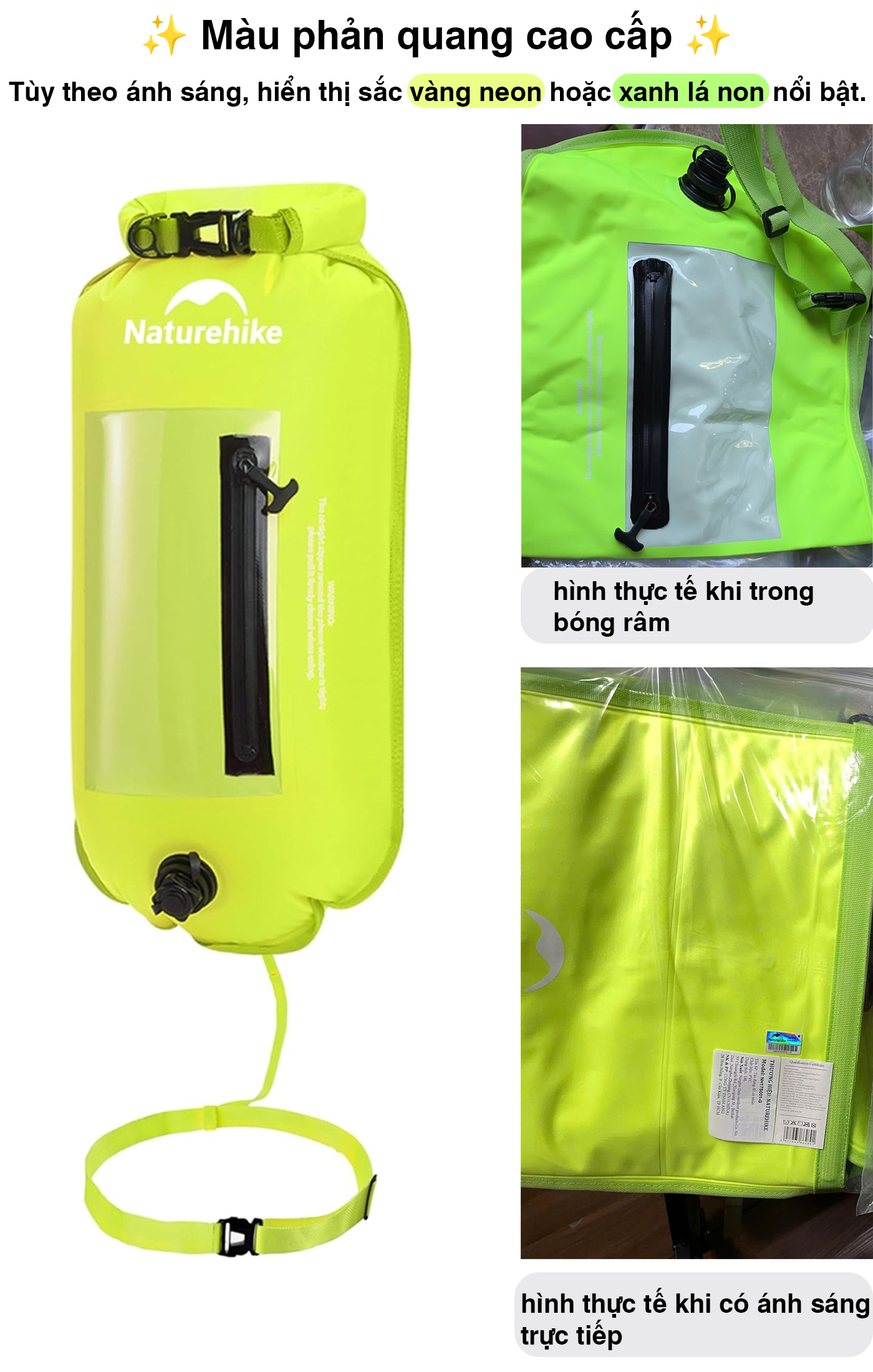 Naturehike Phao Bơi 18L - 25L Kết Hợp Túi Khô Đựng Đồ Chống Nước ( mẫu 2026 - 2 ngăn khí - 4 lớp ) NH17S001-G