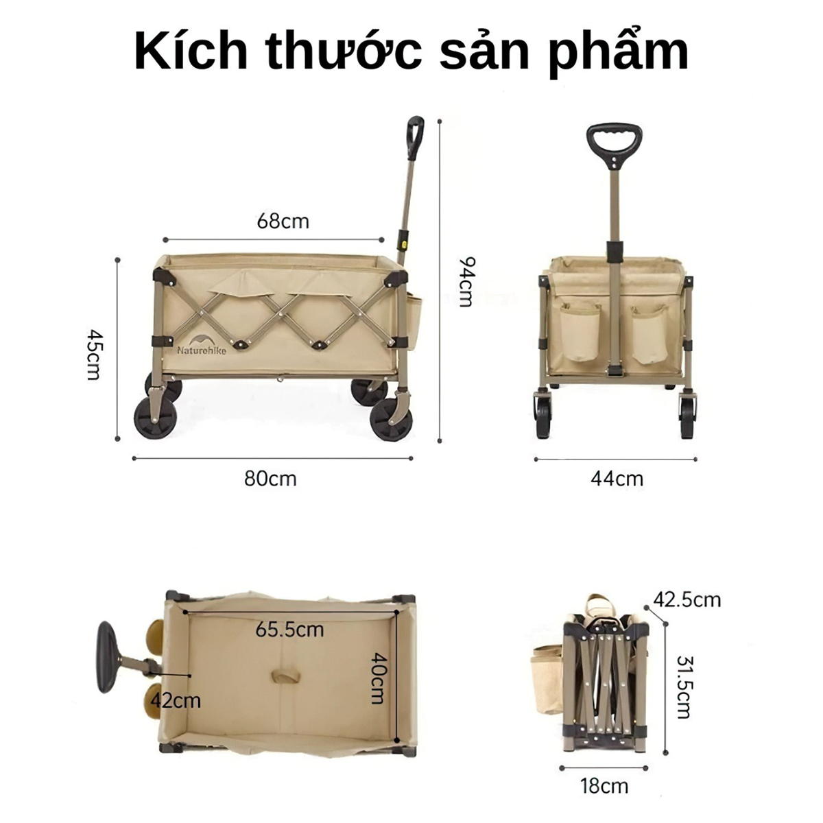 NatureHike CNK2350JJ012 Xe Kéo Siêu Gấp Gọn Cắm Trại Dã Ngoại Đa Năng ( 110L - 250L )