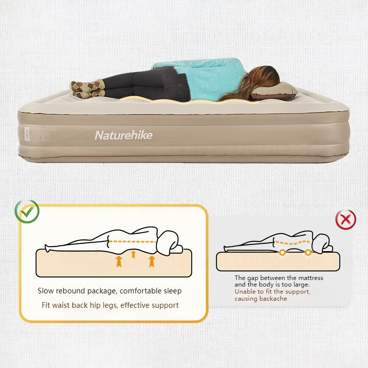 Naturehike CNH22DZ015 Nệm Bơm Hơi C20 Tích Hợp Máy Bơm C20 inflatable mattress built-in pump