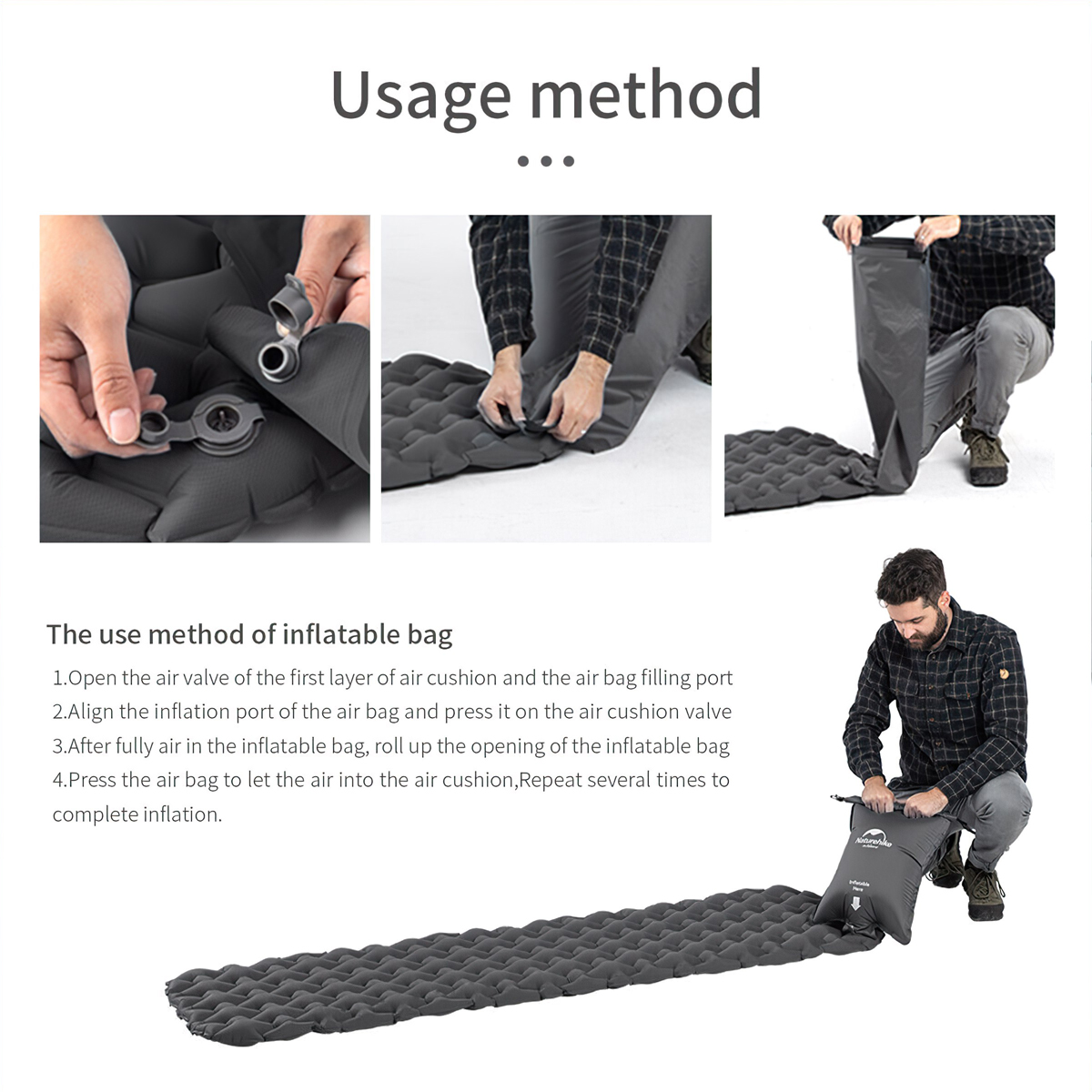 Nệm hơi đơn FC-10 single sleeping pad NH19Z032-P và NH19Z001-P/ túi hơi NH19Q033-D