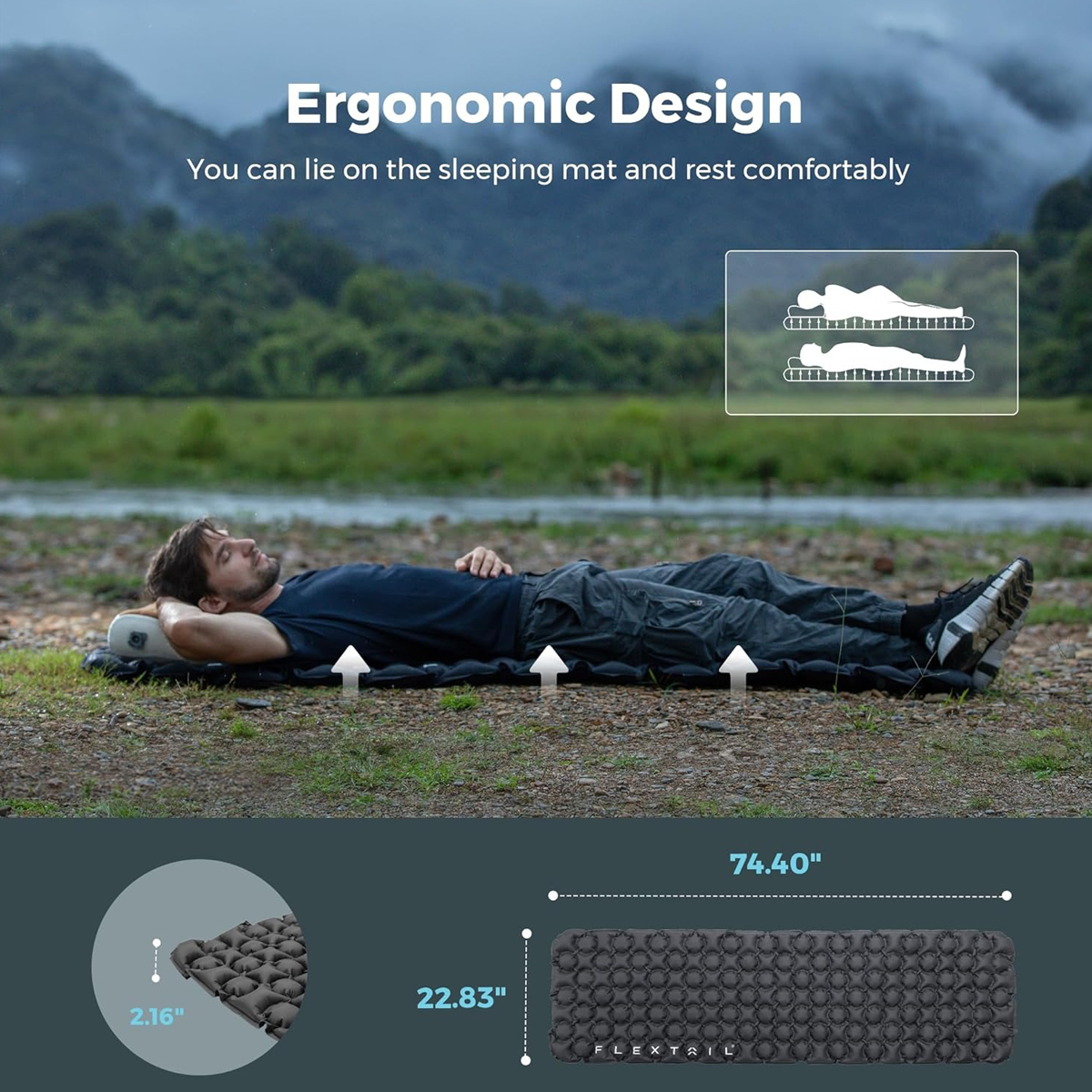 Flextail ZERO MATTRESS Nệm Hơi Đơn - Lightweight Inflatable Sleeping Pad Air Mattress