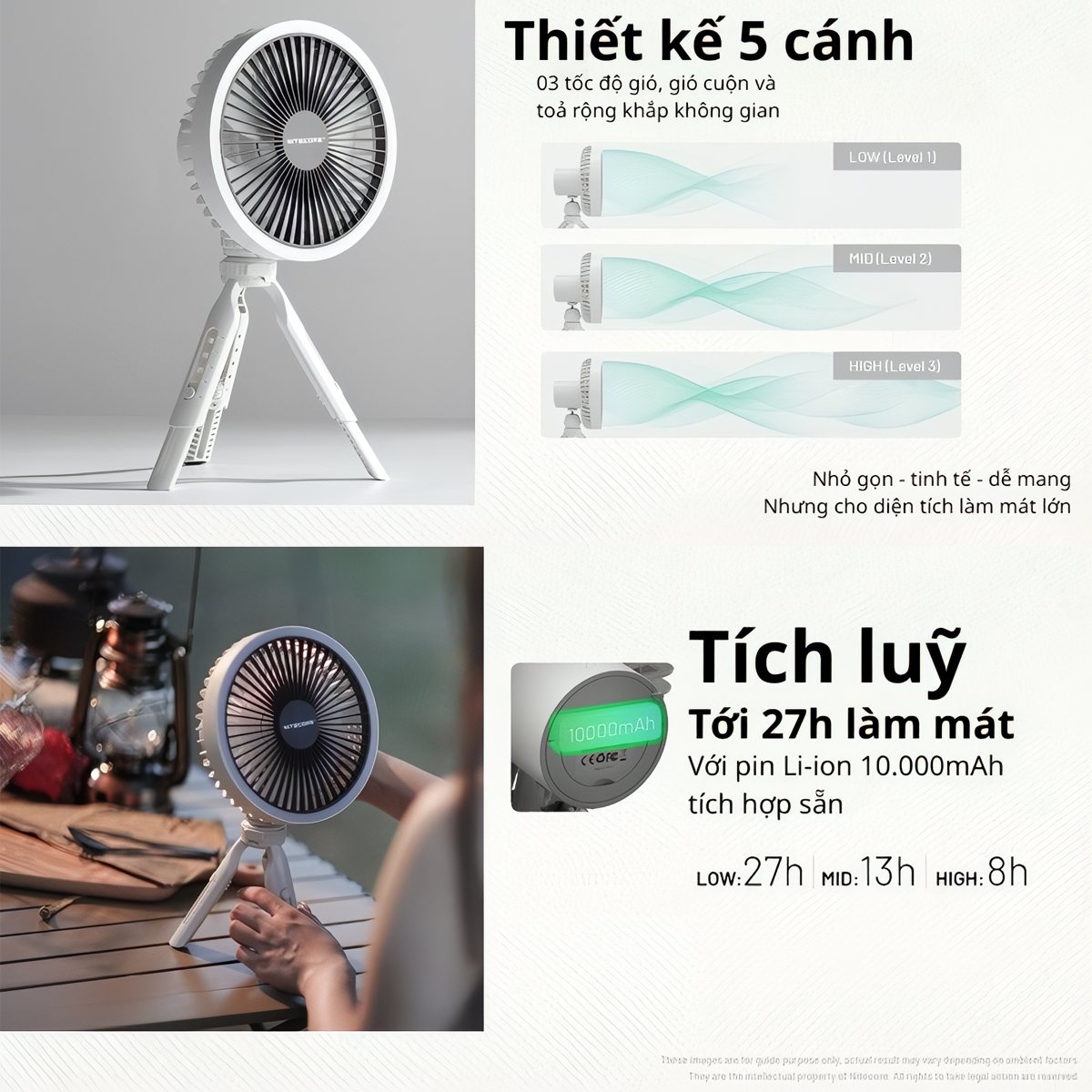 Nitecore Quạt Đa Năng Tích Hợp Đèn Cắm Trại NEF10