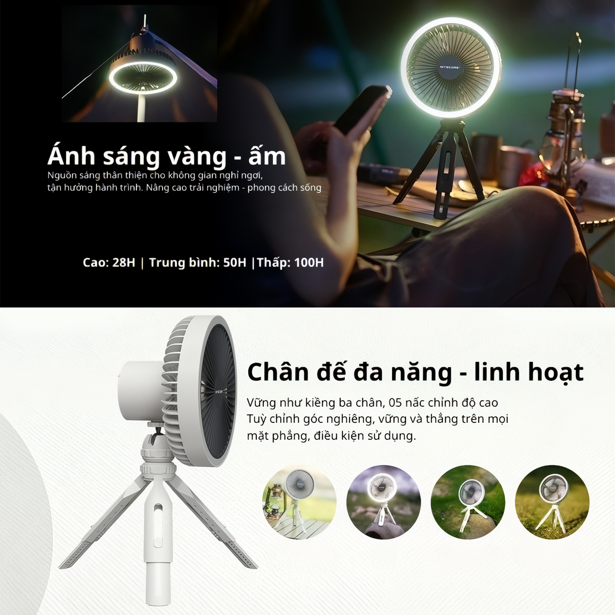 Nitecore Quạt Đa Năng Tích Hợp Đèn Cắm Trại NEF10