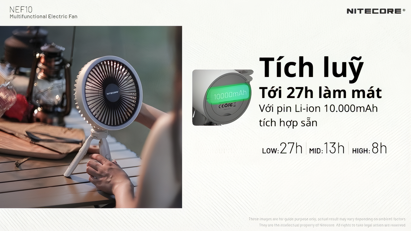 Nitecore Quạt Đa Năng Tích Hợp Đèn Cắm Trại NEF10