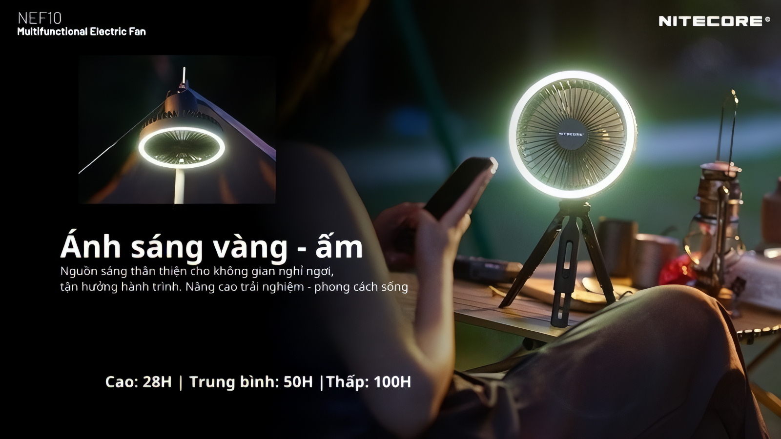 Nitecore Quạt Đa Năng Tích Hợp Đèn Cắm Trại NEF10
