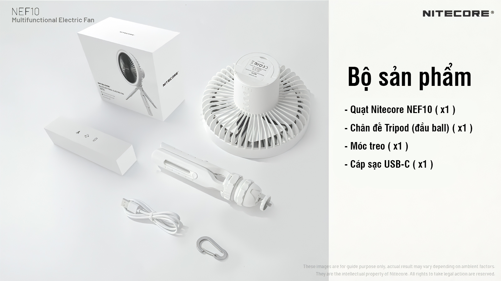Nitecore Quạt Đa Năng Tích Hợp Đèn Cắm Trại NEF10