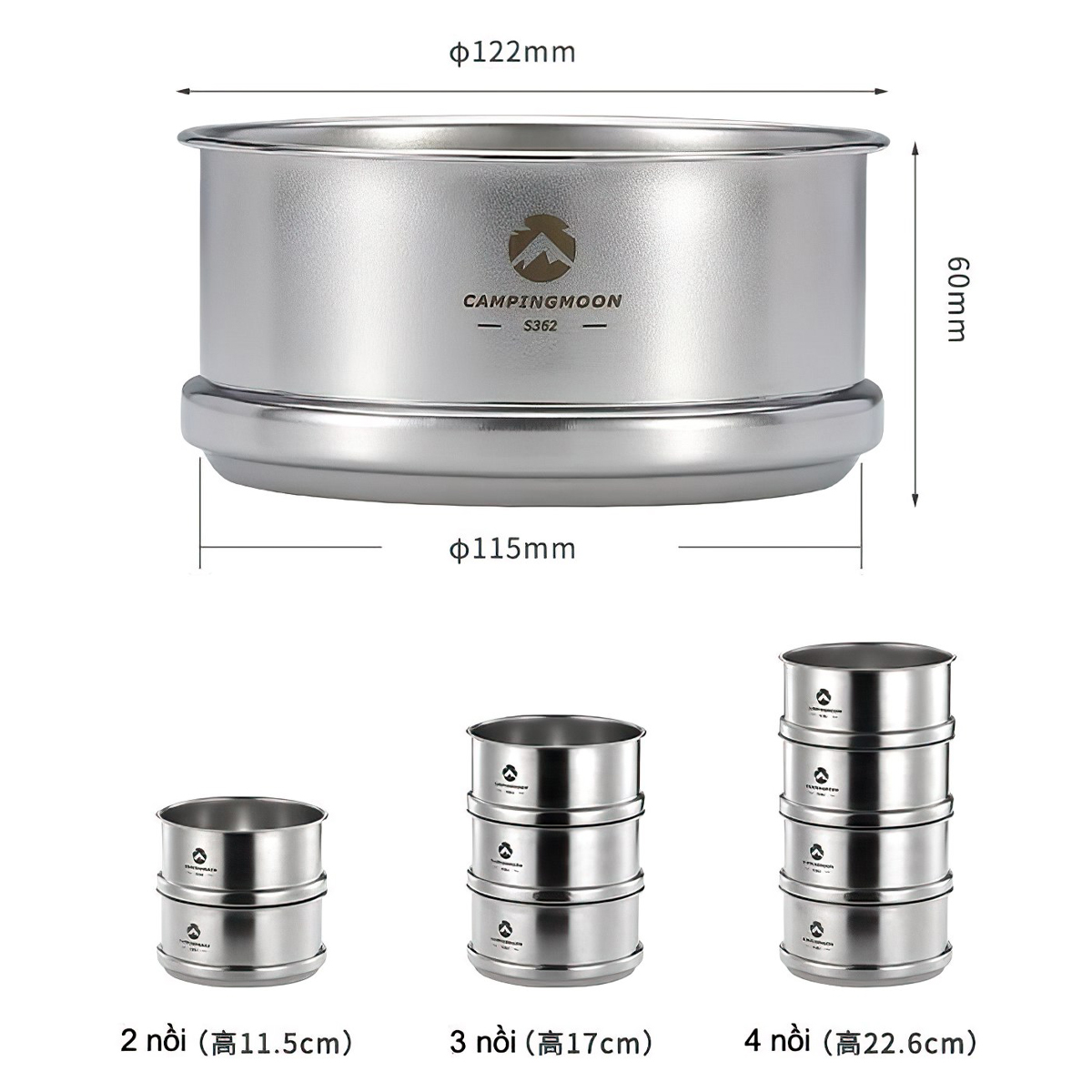 Nồi/ Xửng Hấp Cắm Trại Sierra Mini Campingmoon S362