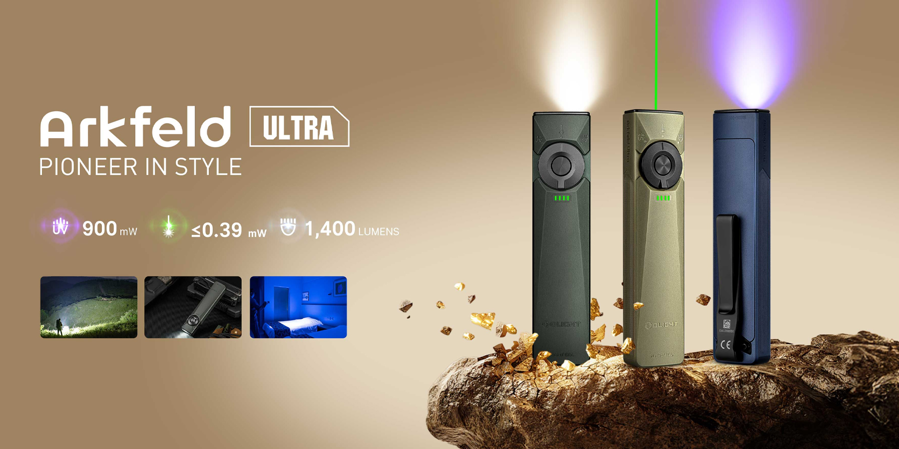 Olight Đèn Pin Bỏ Túi 3 Trong 1 Arkfeld Ultra O-aluminum Exclusive Material