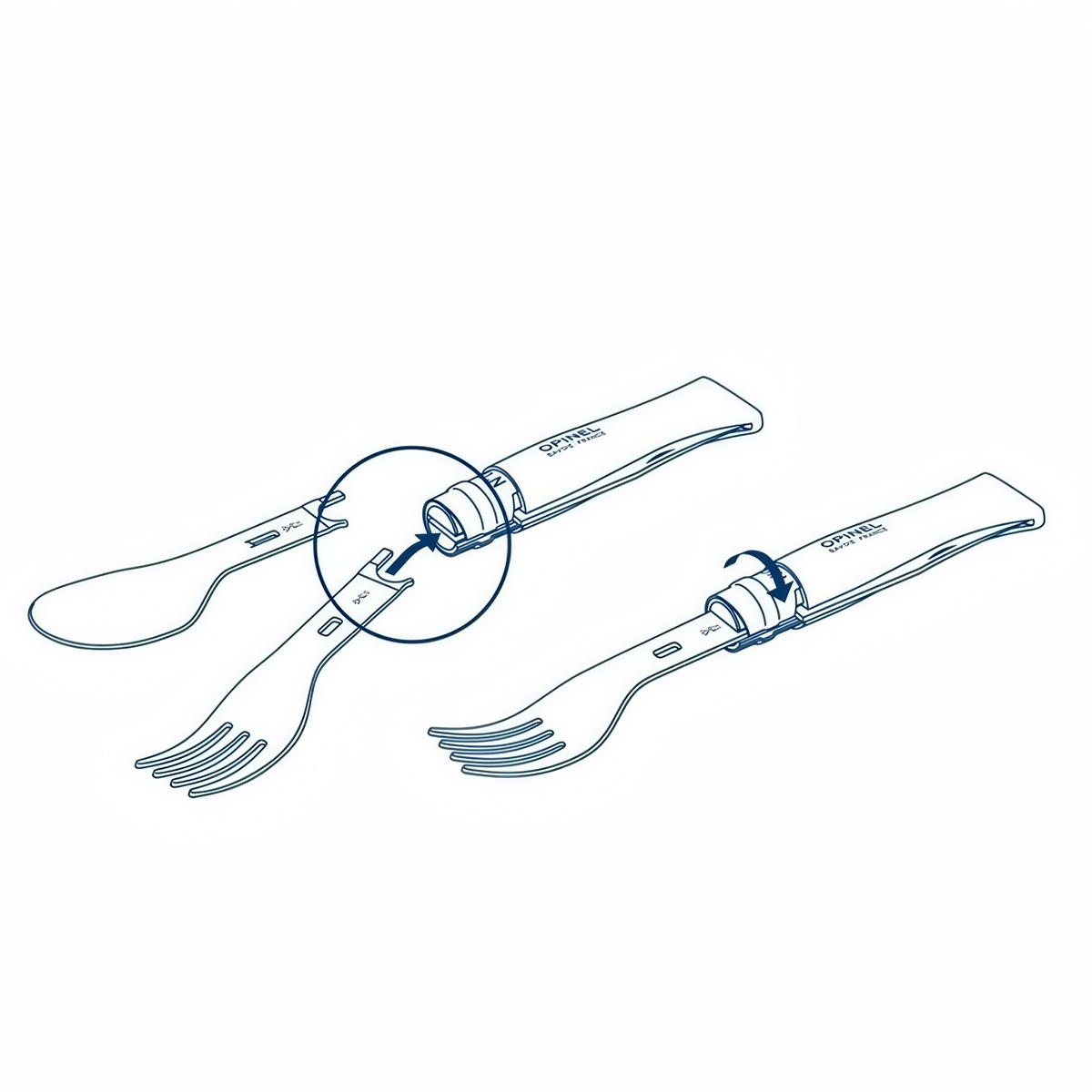 Opinel Bộ Muỗng Nĩa Cắm Trại Picnic+ Cho No.8 ( không bao gồm dao No.8 )